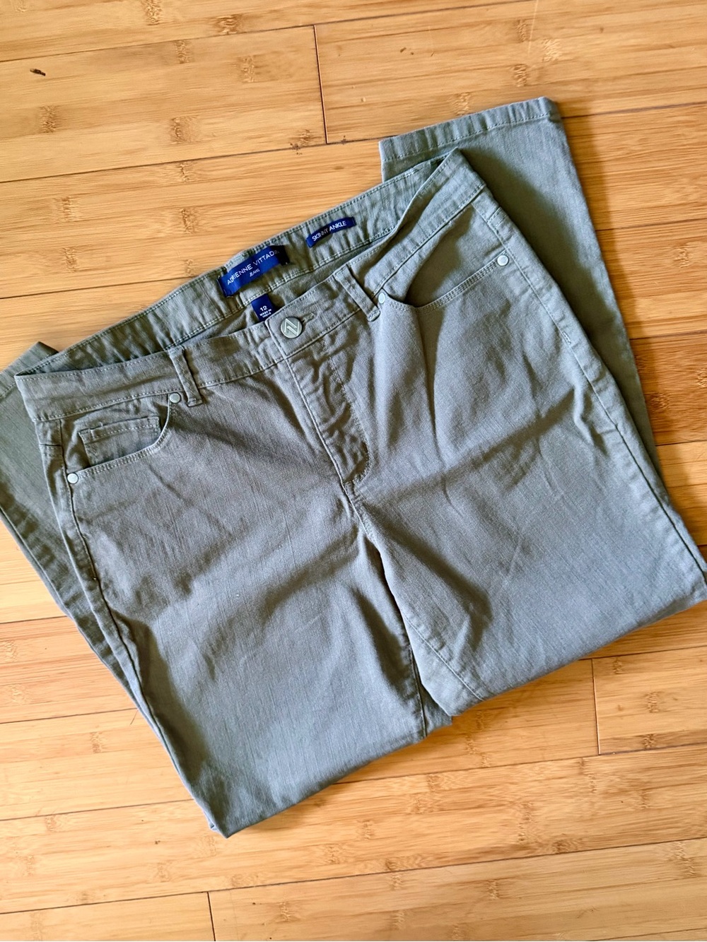 Adrienne Vittadini Skinny Ankle Pants Olive Green Women's Size 12